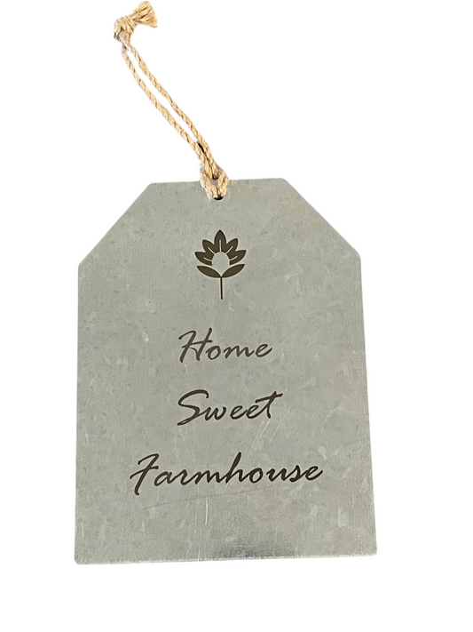 Small metal sign for rustic and farmhouse decor. Twine for hanging.