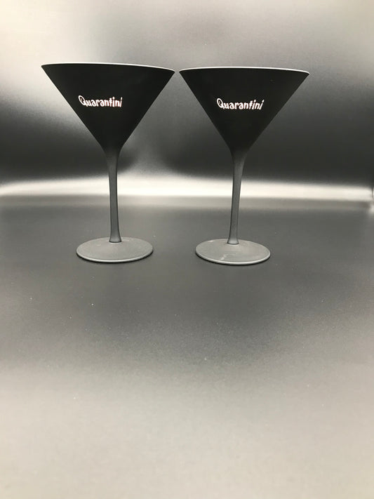 Matte Black & Copper Martini Glasses Set/2