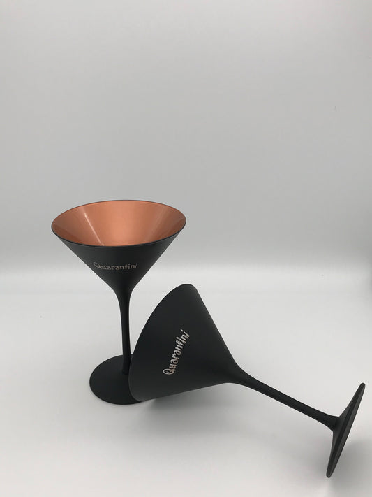 Matte Black & Copper Martini Glasses Set/2
