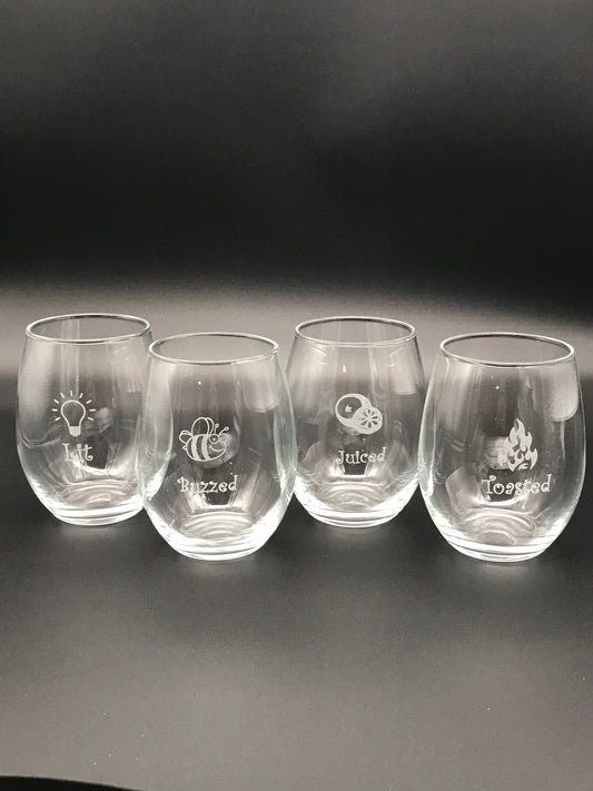 Stemless Wine Glasses Set/4